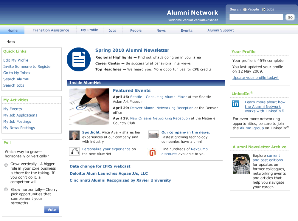 Alumni network website